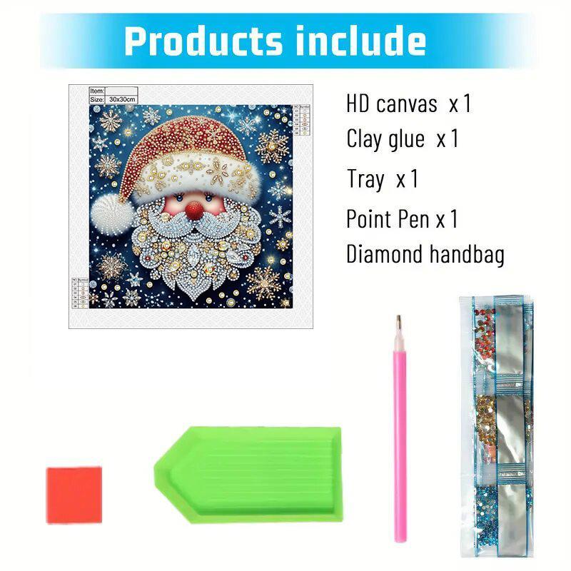 Santa Claus Pattern DIY Diamond Arts Colorful Painting Kit without Frame, 1 Count 5D Diamond Arts Colorful Painting Kit, Wall Art Decor