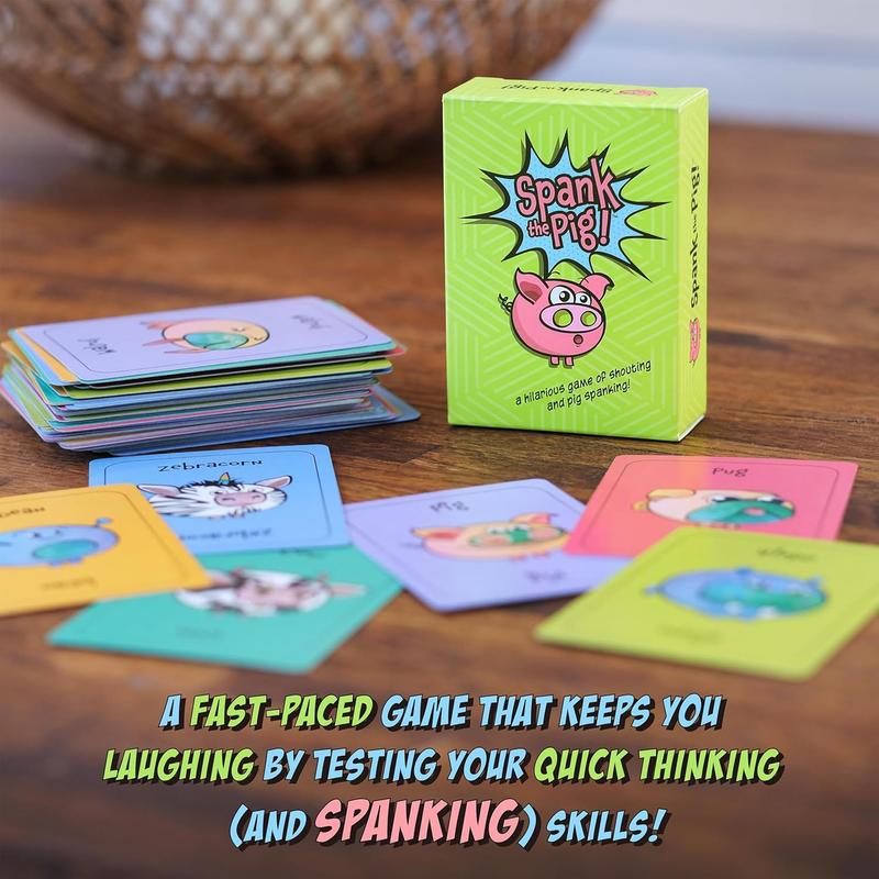 Spank The Pig! - Hilarious & Fun Family Card Game for Kids, Teens & Adults, Funny Fast Paced Games for 2-7 Players