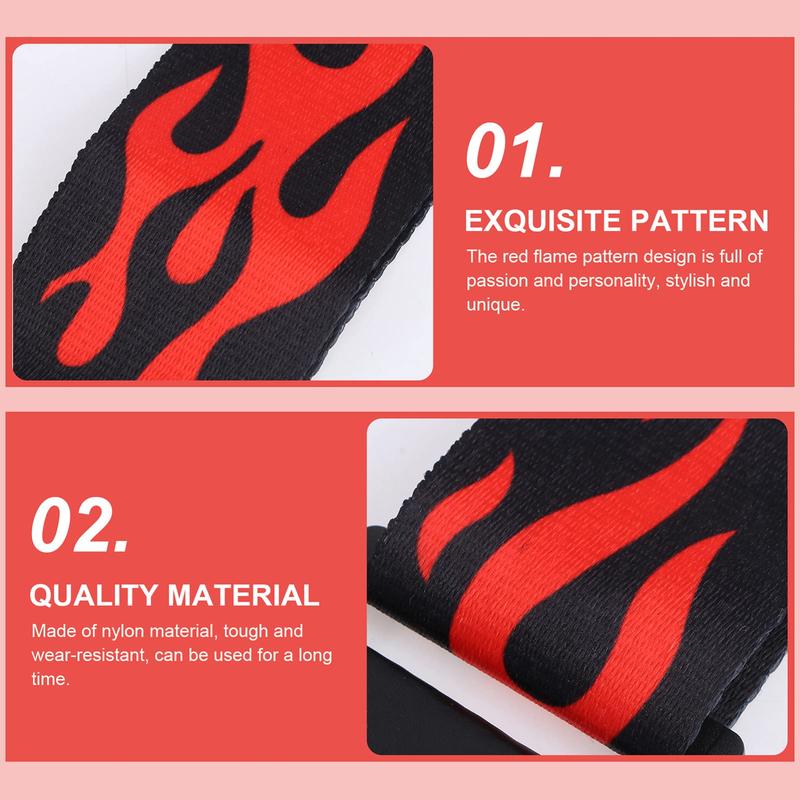 Guitar Strap Set(10pcs), Flame Pattern Guitar Strap, Soft Guitar Strap, Electric & Acoustic Guitar Strap, Music Accessories for Guitar