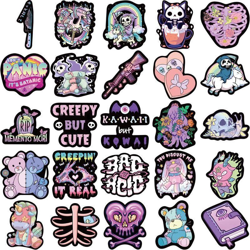 Gothic Style Sticker, 56pcs Cartoon Self Adhesive Decorative Stickers for Scrapbooking, Cute Decals for Gift Bags Greeting Cards Gift Wrapping