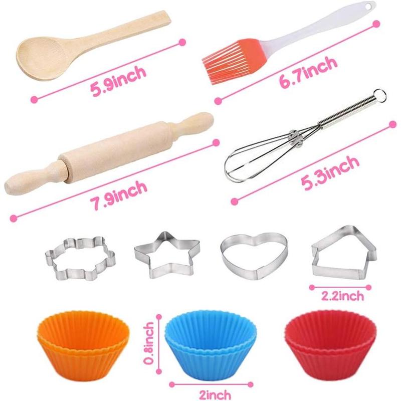 27pcs Kids Chef Set, Kids Baking Set with Apron Chef Hat Chef Costume Dress Up Chef Clothes for Girls Toys Gifts