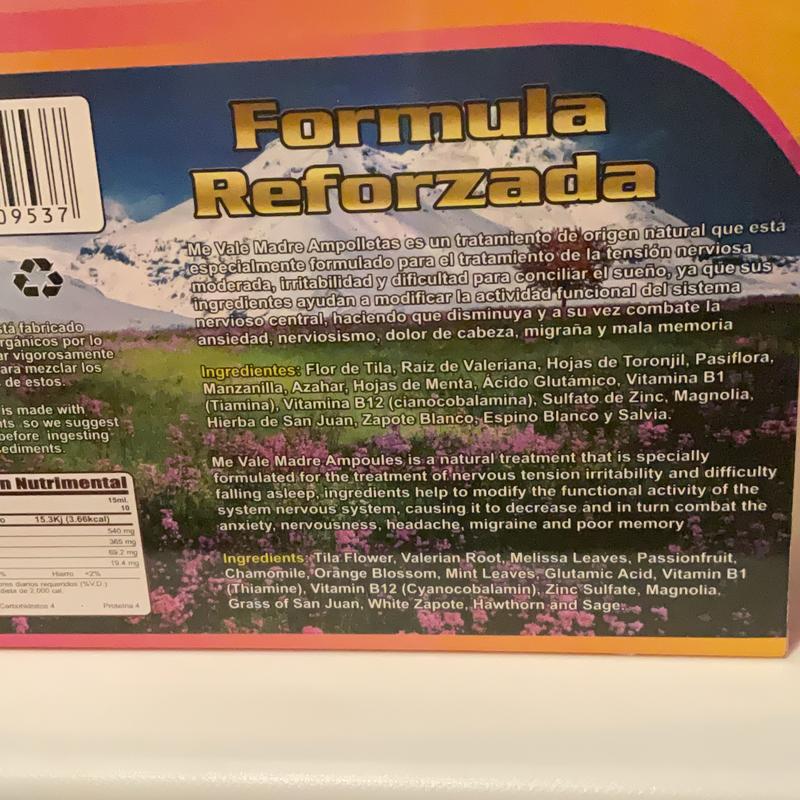 ME V MADRE en micro botellitas bebibles excelentes para cerebro y nervios falta de sueño mal caracter estress ….10         microbotellitas 1 botellita x dia