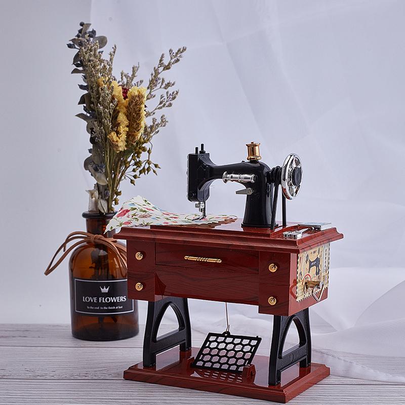 Sewing Machine Music Box Retro Sewing Clockwork Home Crafts Decoration Gift