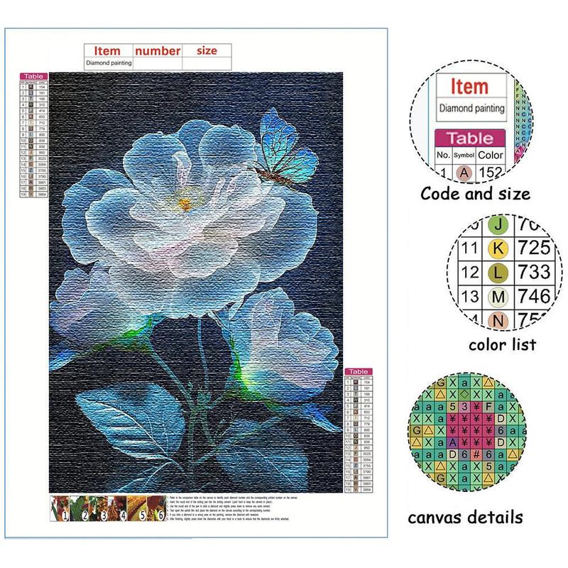 DIY Floral Pattern Artificial Diamond Unframed Painting Toys, 1 Count Flower Artificial Diamond Art Kit, Spring Decor 2024, DIY Wall Art for Room Decor, Artificial Diamond Art for Adults & Kids