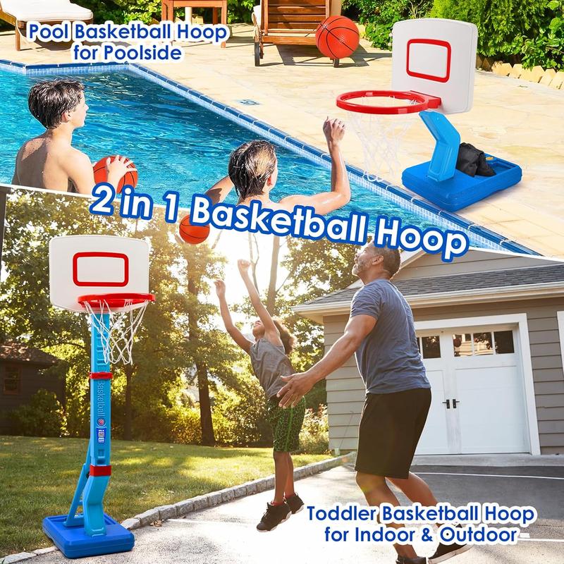 Toddler Basketball Hoop Indoor for Age 1-3, Adjustable Kids Basketball Hoop, Mini Basketball Hoop with 4 Balls for Outdoor Poolside, Birthday Christmas Sport Toys Gift for Baby Boys Girls Age 1 2 3 4