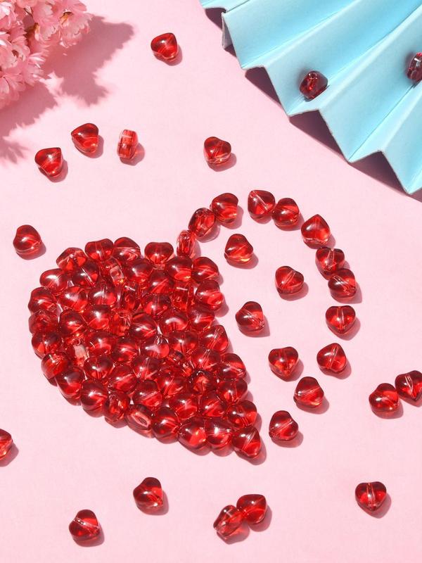 Sweet Heart Shaped Glass Beads, 100pcs set Classic Romantic Beads for Bracelet, Necklace, Earrings Making, Fashionable Accessories for Jewelry DIY