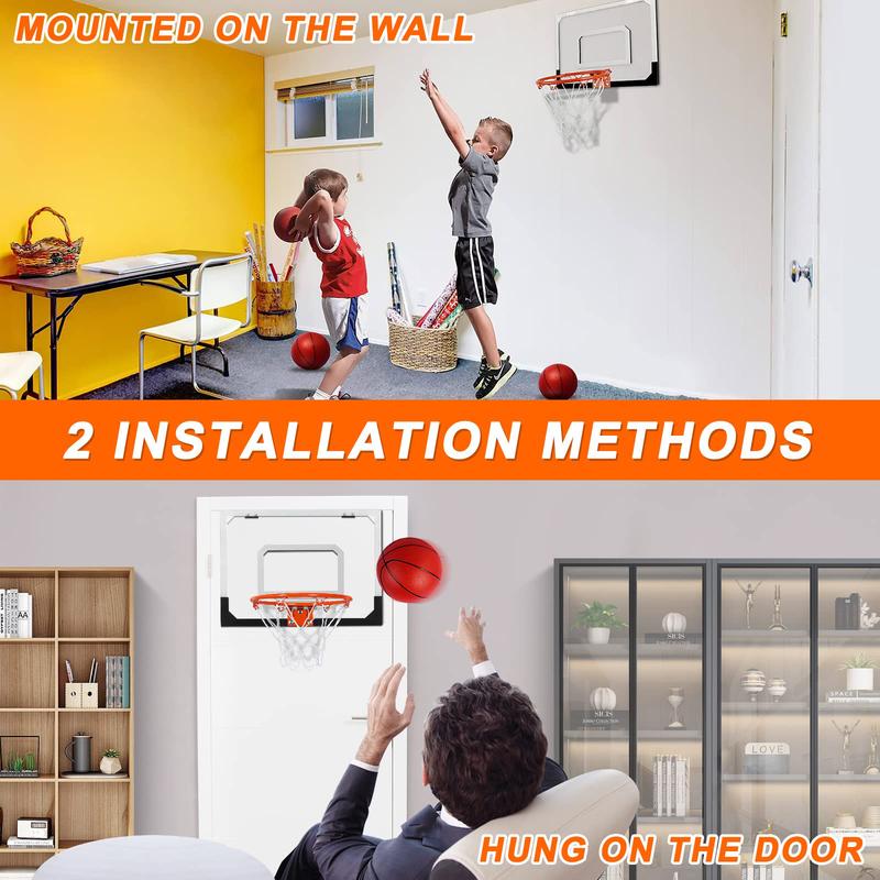 Indoor Basketball Hoop Over The Door, Mini Basketball Hoop Set, Indoor Outdoor Portable Basketball Hoop Game Toy Birthday Gift for Kids & Adults