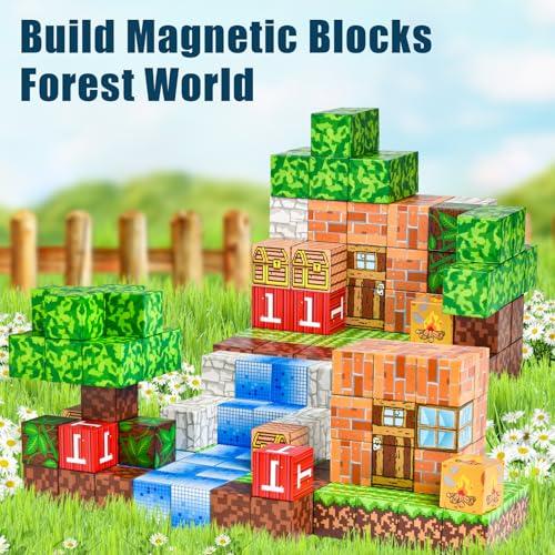 100 Pieces Magnetic Building Blocks - Building Toys For Boys And Girls Ages 3+, Building Mine Magnet World, Toddler Magnet Toy STEM Building Play Sensory Gift For Kids 4 5 6 7 8 9 Years Old