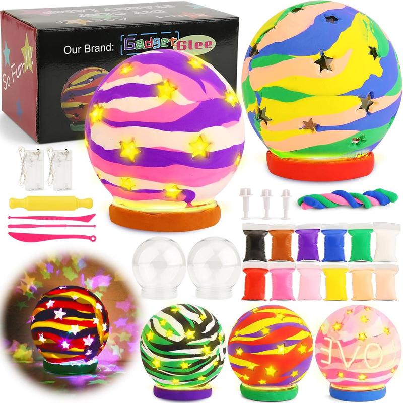 2 Set Clay Craft Kit for Kids Crafts 4-8 8-12 Girls Art Craft Projects, Make Your Own Air Dry Clay Luminary DIY Lantern Kits 5-8, Tween Girl Presents 4 5 6 7 8 9 10 11 12 Year Old Girl Creative Crafts