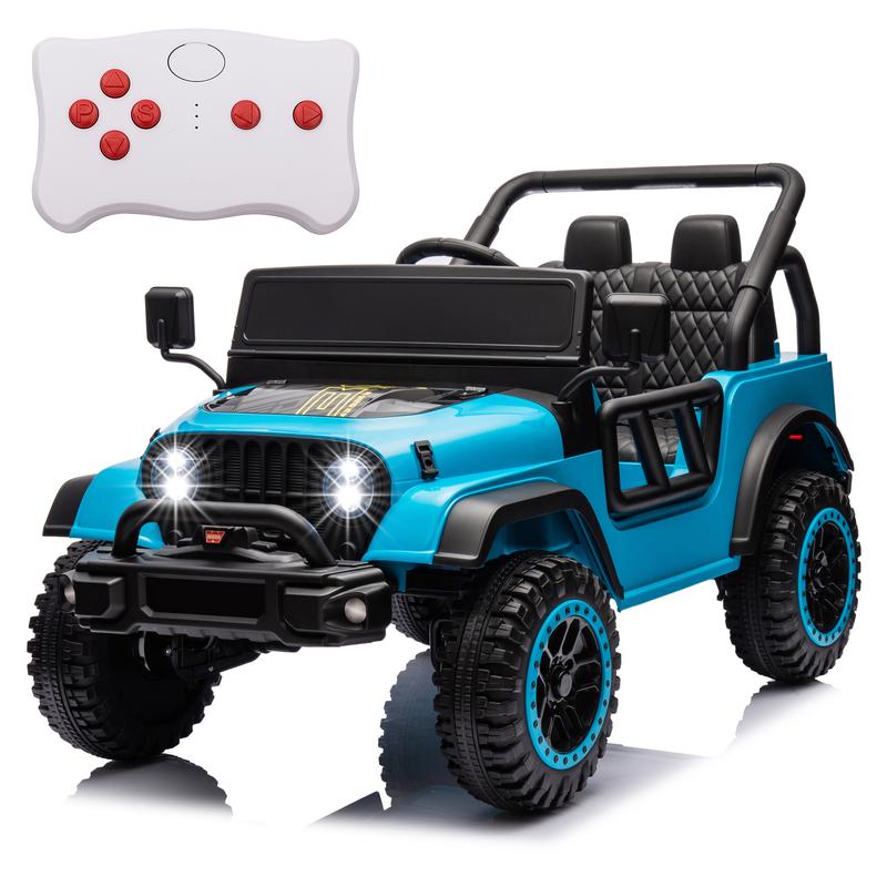 12V 1-Seater Ride On Truck for Kids, Ride On Car with Remote Control Electric Car for Toddler Battery Powered Ride On UTV for Boys Girls with LED Headlights 3 Speeds Bluetooth, Blue