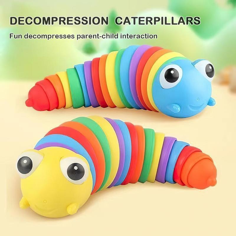 Caterpillar fish Design Novelty Squishy Toy, 1 Count Stretchy Toy for Stress Relief, Cute 3d Worm Design Anxiety Relief Toy, Colorful Sensory Toy for Teens & Adults, Christmas Gift