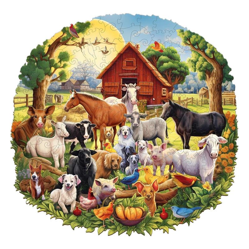 Fun Farm Wooden Jigsaw Puzzle for Kids and Adults- Educational Toy