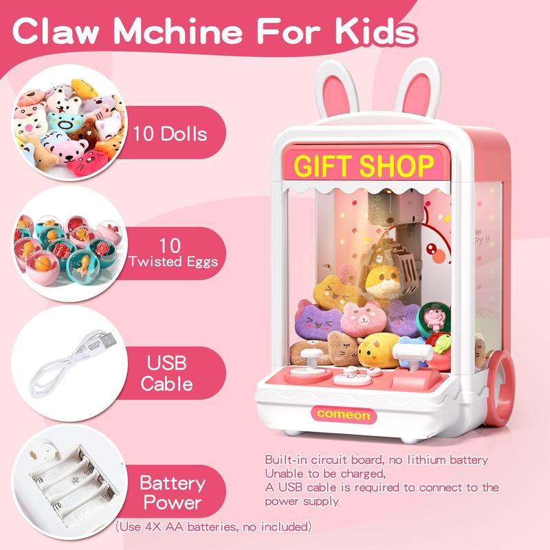 Cute Cartoon Rabbit Design Kids Claw Machine with Lights & Sound, 1 Set Mini Electronic Candy Vending Grabber, Fun Toys for Teen Girls, Interactive Parent-child Toy, Easter Essentials, Summer Gift