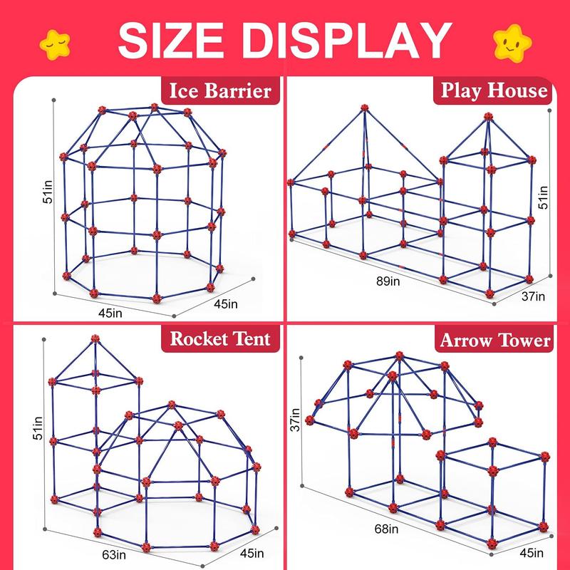 Fort Building Kit for Kids,STEM Construction Toys, Educational Gift for 4 5 6 7 8 9 10 11 12 Years Old Boys and Girls,Ultimate Creative Set for Indoor & Outdoors Activity,140 Pcs,Original