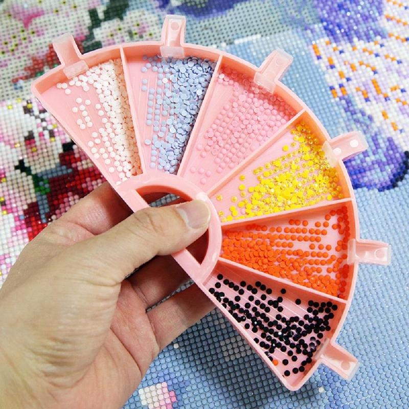 6 Grid Diamond Arts Colorful Painting Drill Tray with Brush, DIY Rhinestone Sorting and Crafts Making Tool, DIY Accessories for Home Decor