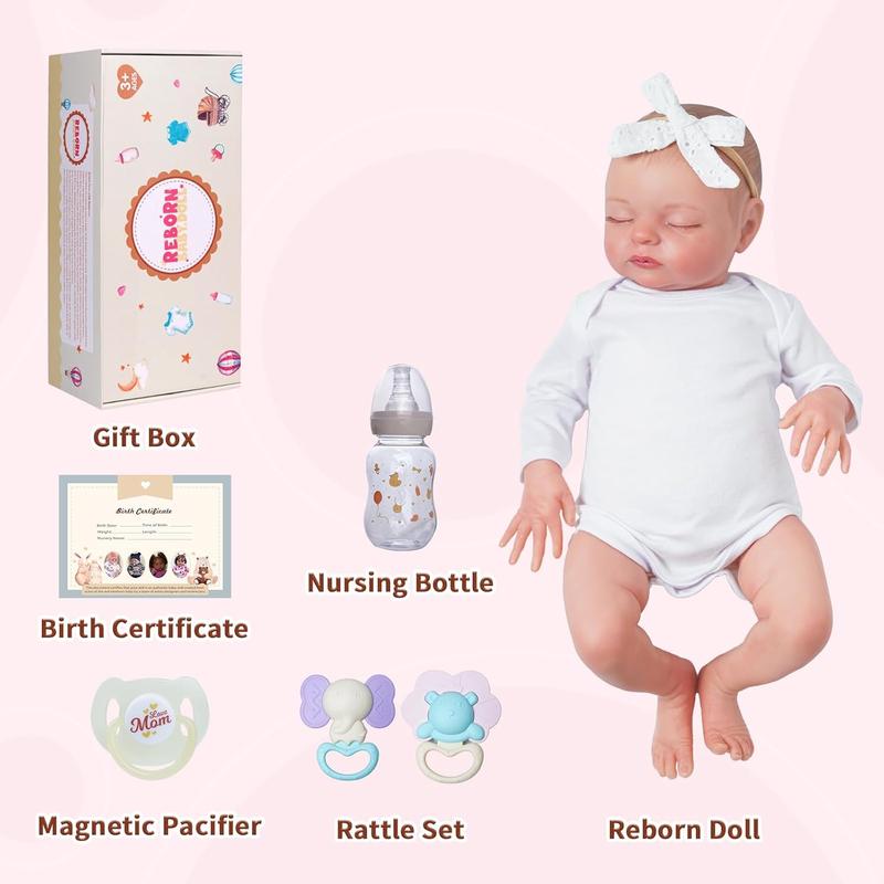 Reborn Baby Dolls, 20 inch Soft Vinyl Baby Dolls Realistic Newborn Baby Doll Girl Real Life Baby Sleeping Dolls with Gift Box for Kids Age 3+