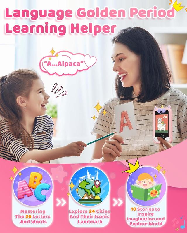 2024 Kids Special Kids Smart Phone Toy,MP3 Music Player, Dual Camera Travel Toys Educational Games, Touchscreen Pretend Play Phones for 3-8 Year Old