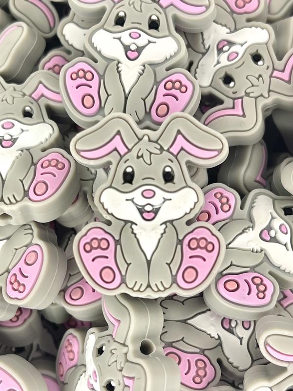 Hops The Bunny Silicone Focal Beads | Bunny Beads | Colorful Bead | Easter Bead | Holiday Beads