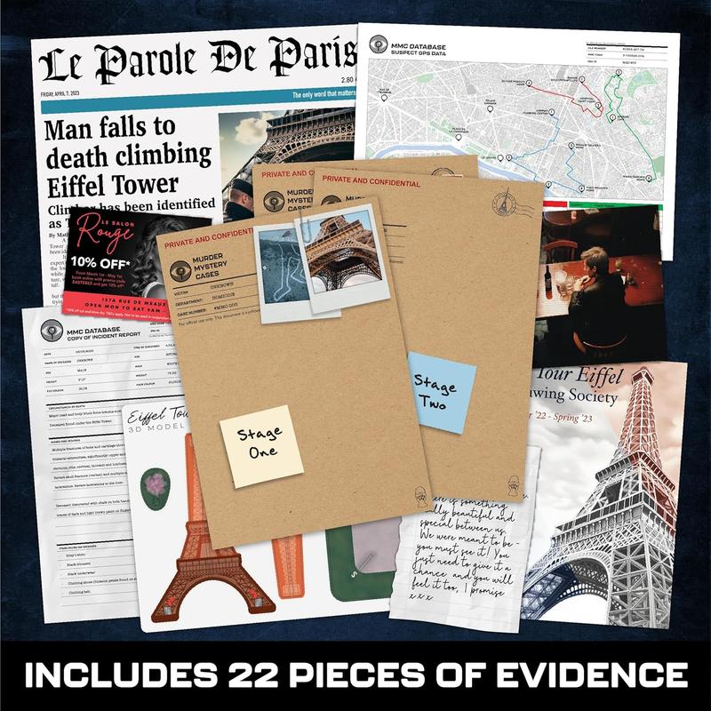 Murder Mystery Cases - Murder At The Eiffel Tower - Unsolved Murder Mystery Games for Adults - Escape Room Game w Intriguing Cold Case Case File - Detective Games, Crime Solving, Mystery Game Fun