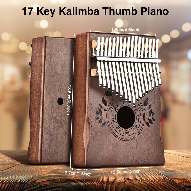 LEKATO 17 Keys Kalimba, Portable Mbira Finger Piano, Solid Wood Thumb Piano, Beginners C Key, with Music Book, Tuning Hammer, Storage Bag, Christmas Gift for Children Teenagers Music Lovers