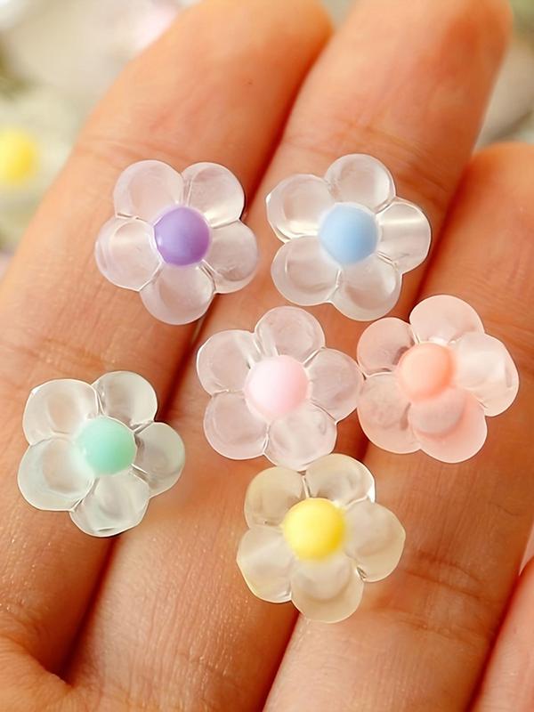 Mixed Color Clear Flowers Bead (100pcs), Transparent DIY Jewelry Making Supplies for Bracelet & Necklace & Earrings, Fashion Accessories for Women & Girls