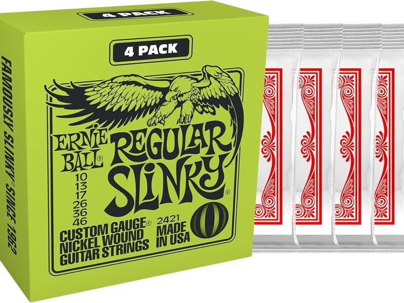 Ernie Ball Regular Slinky Nickel Wound Electric Guitar Strings  Exclusive 4-Pack - 10-46 Gauge