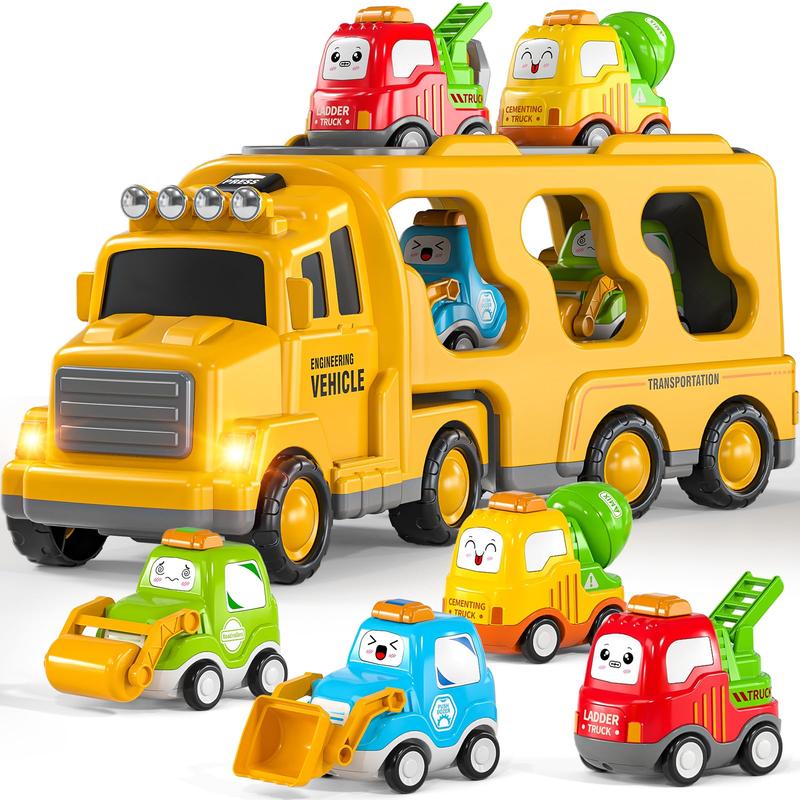 Christmas Gift Cartoon Cute Construction Vehicle - Toy Trucks Toys Transport Vehicle Carrier Truck, Trucks Toy Sets Playset Toys Gift Toys