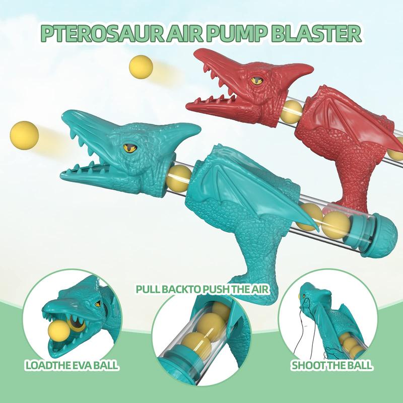 Movable Dinosaur Shooting Toys , Tyrannosaurus Target with Water Mist Spray and Pterosaur Air Pump Foam Toys