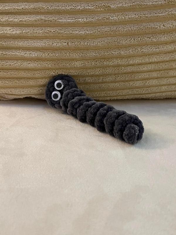 Willy the worry worm, gray, worm, stress reliever, anxiety, anxiety reliever, crochet, cute, animal, classroom