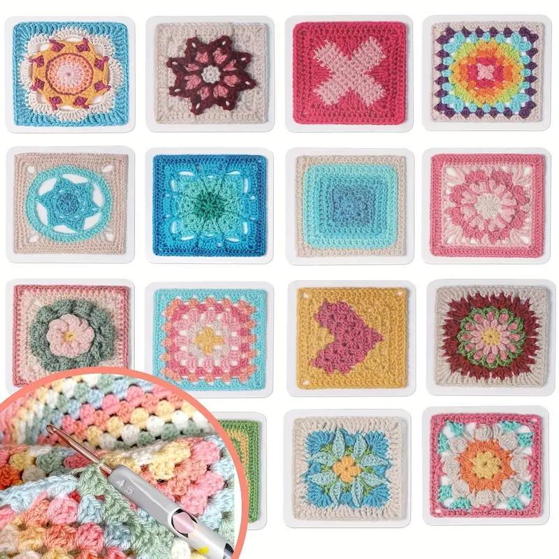 Cartoon Square Crochet Kit, 1 Set Colorful Crochet Kit with Teaching Cards, DIY Crochet Supplies for Beginners