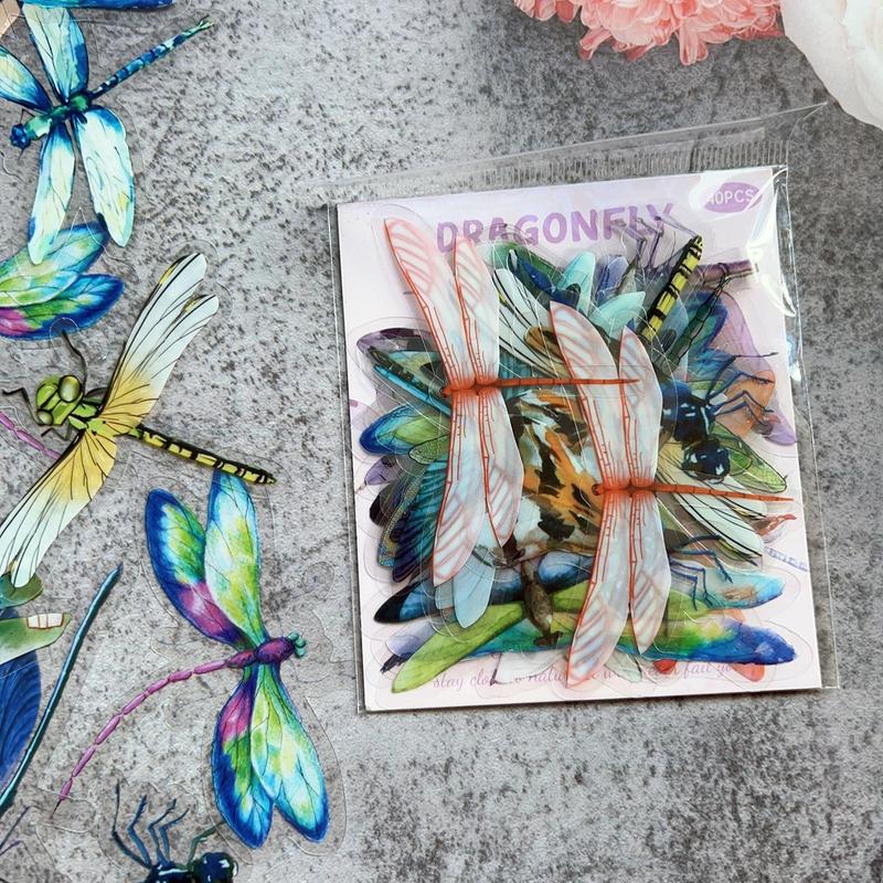 40pcs set Dragonfly Pattern Sticker, Nature Themed Pattern Decorative Sticker, Diy Decals for Water Bottle, Laptop, Phone Case, Scrapbooking, Journal Making, Gift Wrapping