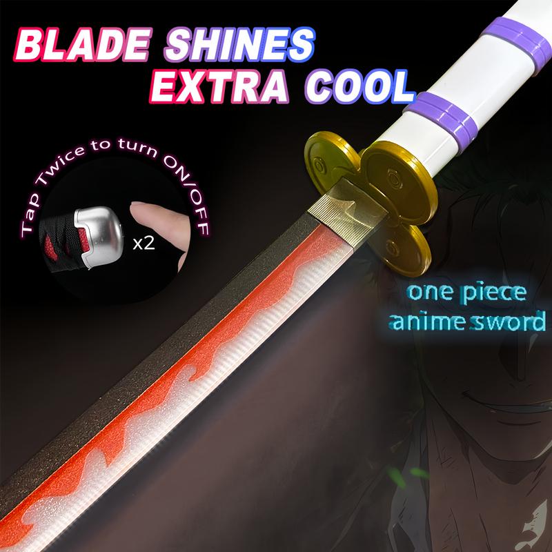 2.0 Upgraded Light Up One Piece Yama Enma White Sword - 40 inches Plastic Anime cosplay prop with Belt & Stand