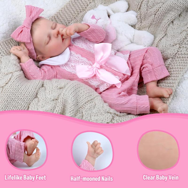 BABESIDE Lifelike Reborn Baby Girl Dolls - 17Inch Soft Full Body Vinyl Realistic-Newborn Baby Dolls Poseable Real Life Baby Doll Girl for 3+ Years Olds