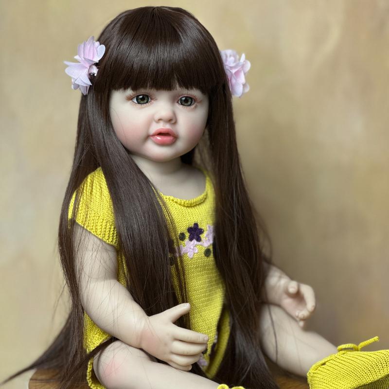 MADOLL 55cm 22in Lifelike Reborn Doll, Full Silicone Vinyl Body Princess Doll, Birthday Gift Halloween, Christmas Gift