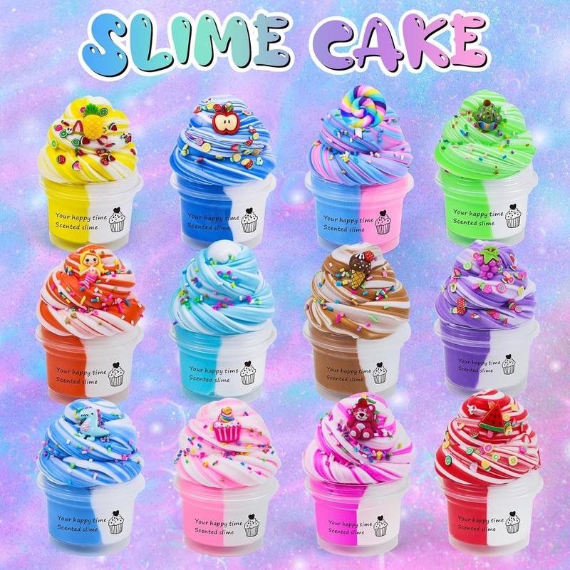 13-Pack Two-Color Ice Cream Slime Making Set is Elastic and Non-Stick, Butter Slime Stress Relief Toys for Kids Party, Kids Toys for Girls and Boys