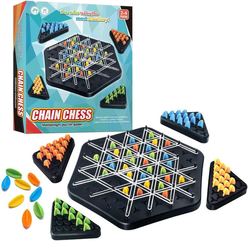 Large Size Triangle Chain Chess Family Game,Board Game for Family Game Night,Family Board Games for Kids and Adults,2-4 Players