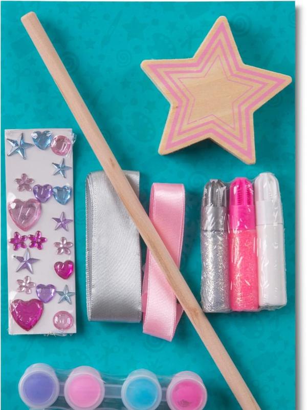 Melissa & Doug Created By Me! Paint & Decorate Your Own Wooden Princess Wand Craft Kit, Pink - Princess Crafts Great For Rainy Days, Princess Toys For Kids Ages 4+