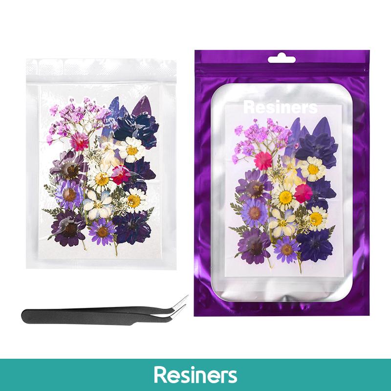 Resiners 100Pcs Dried Pressed Flowers for Resin Molds, Purple Real Pressed Flowers Dry Leaves Kit for Art Crafts Resin Jewelry Making Scrapbook Supplies Card Making Soap Candle DIY