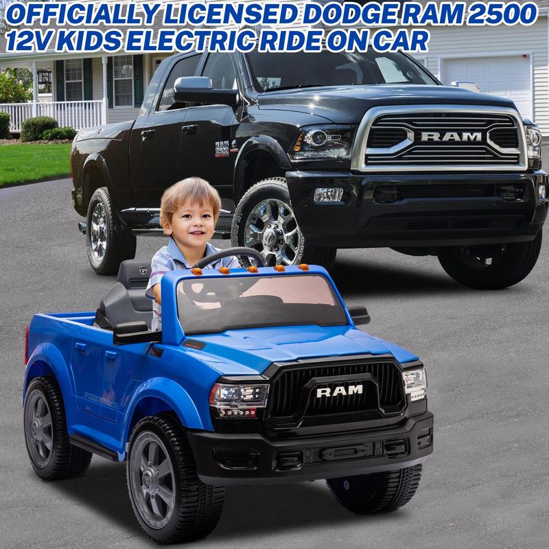 CoCLUB Licensed Dodge RAM 2500 12V Ride On Cars with Remote Control, Kids Electric Ride on Pickup Truck with Music, MP3 USB Port, Cup Holder, Back Storage, Gift for Kids Boys Girls