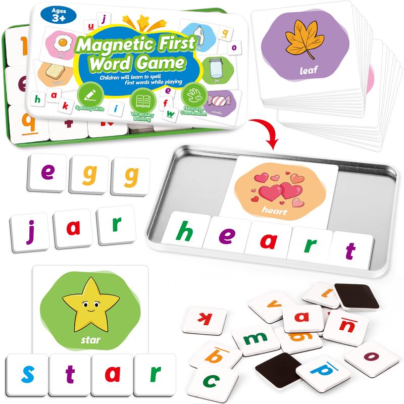 First Word Games, Magnetic Letters & Flash Cards, Phonics Games, Alphabet Learning Toys, Refrigerator Fridge Magnets, Spelling game