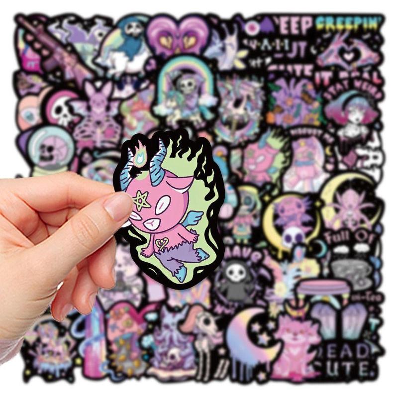 Gothic Style Sticker, 56pcs Cartoon Self Adhesive Decorative Stickers for Scrapbooking, Cute Decals for Gift Bags Greeting Cards Gift Wrapping