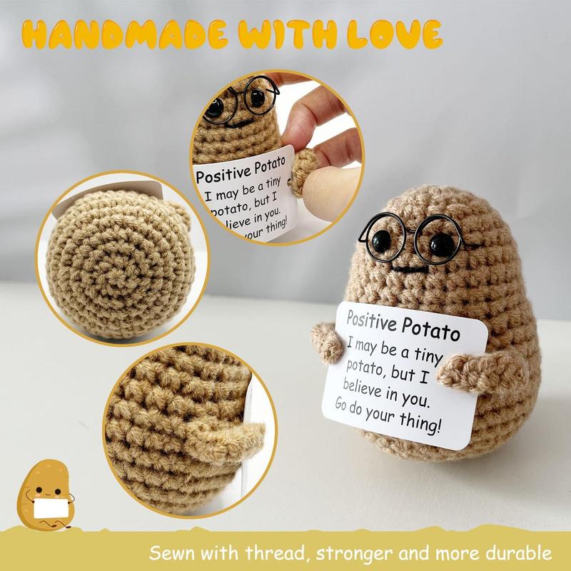 Positive Crochet Potato Funny Gifts with Encouragement Card for Cheer Up, Birthday Gifts for Friends Women, Graduation Gifts