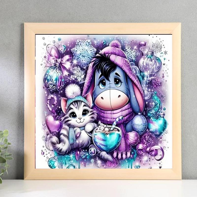 Cartoon Eeyore & Cat Pattern DIY Diamond Arts Colorful Painting Kit without Frame, DIY 5D Diamond Arts Colorful Painting for Home Wall Decor