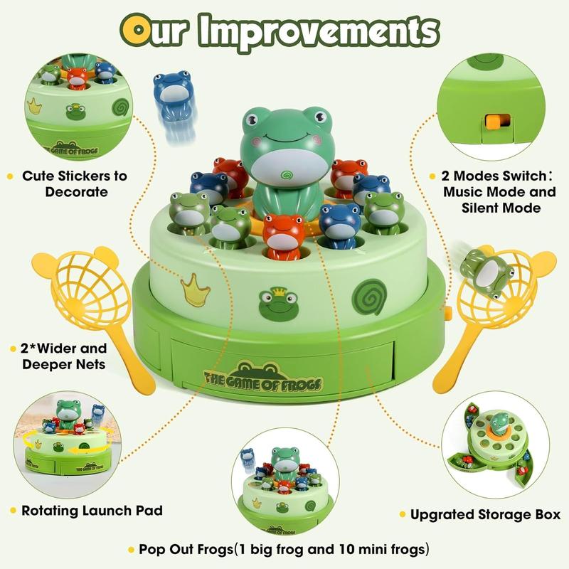 lovebrick Frog Game Rotating Ejection Toy Games for Kids Age 4-6, Bounce and Catch  Frog Board Games for Kids 4-8,Family Games Toys for 5-7 Boys Girls, Birthday Gifts for Toddlers 3-5 Preschool Toys for Birthday Gifts for Toddler Toys & Games