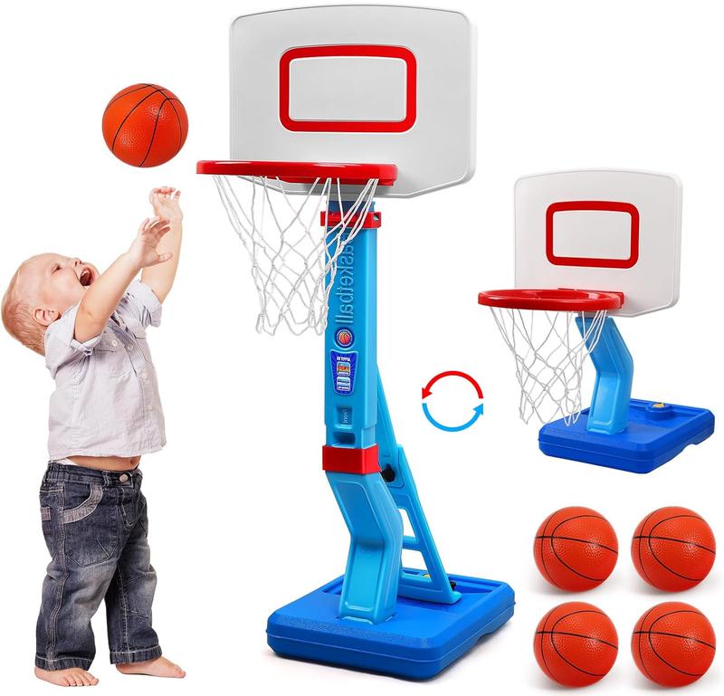 Toddler Basketball Hoop Indoor for Age 1-3, Adjustable Kids Basketball Hoop, Mini Basketball Hoop with 4 Balls for Outdoor Poolside, Birthday Christmas Sport Toys Gift for Baby Boys Girls Age 1 2 3 4