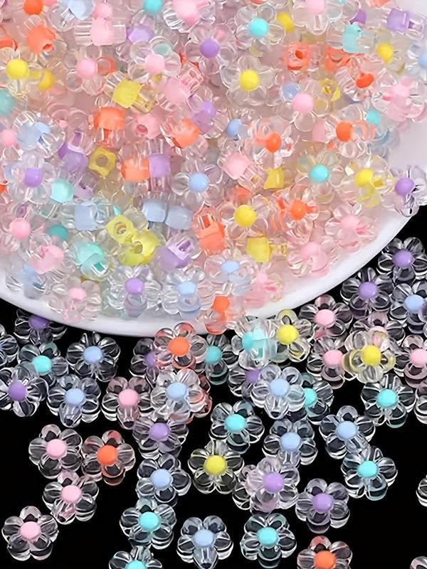 Mixed Color Clear Flowers Bead (100pcs), Transparent DIY Jewelry Making Supplies for Bracelet & Necklace & Earrings, Fashion Accessories for Women & Girls