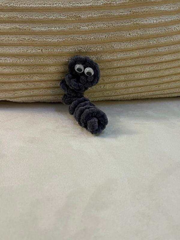 Willy the worry worm, gray, worm, stress reliever, anxiety, anxiety reliever, crochet, cute, animal, classroom