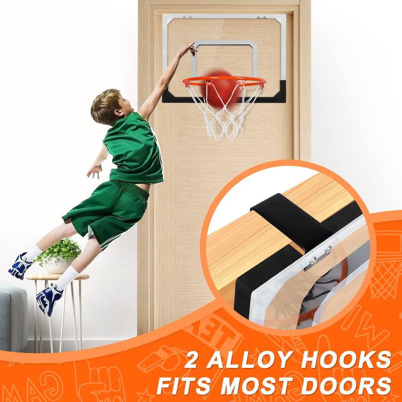 Indoor Basketball Hoop Over The Door, Mini Basketball Hoop Set, Indoor Outdoor Portable Basketball Hoop Game Toy Birthday Gift for Kids & Adults