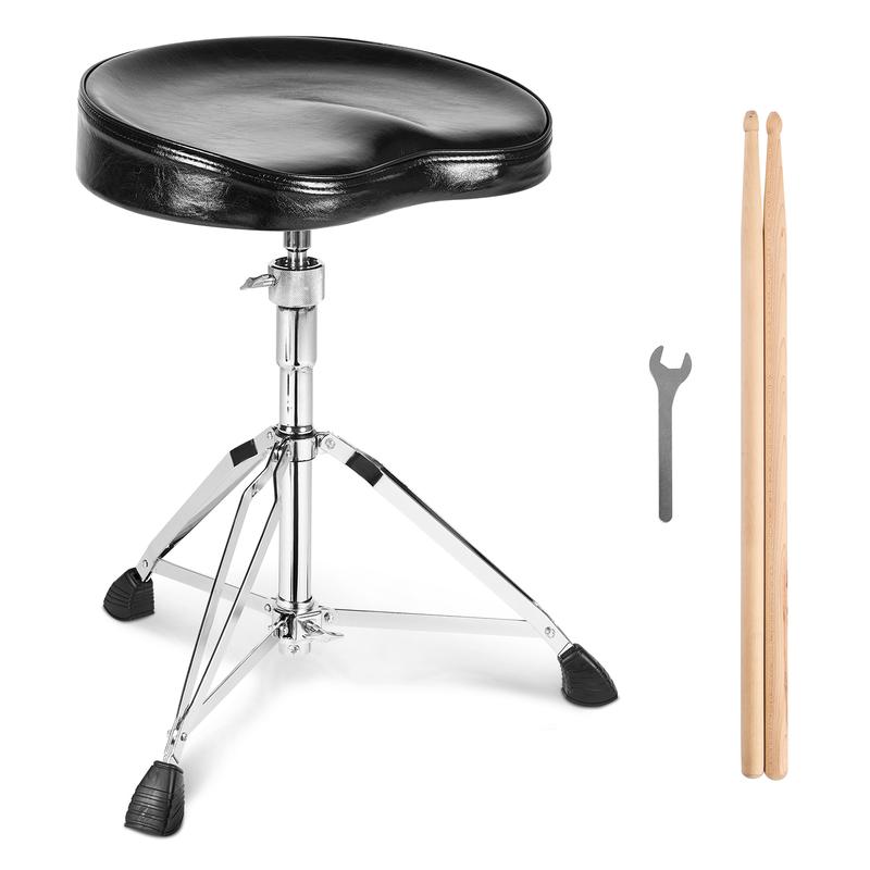 VEVOR Drum Seat, Adjustable Height 21.3-26.4 in   540-670 mm, Comfortable Padded Stool with Non-Slip Feet & 5A Drumsticks, Supports up to 500 lbs   227 kg, Rotatable Drumming Chair