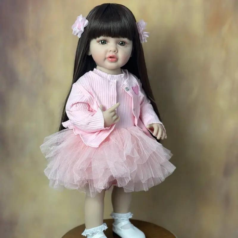 MADOLL 55cm 22in Lifelike Reborn Doll, Full Silicone Vinyl Body Princess Doll, Birthday Gift Halloween, Christmas Gift